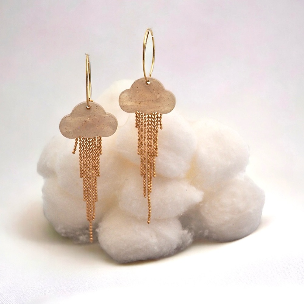 Handmade artisan rain cloud earrings NEW